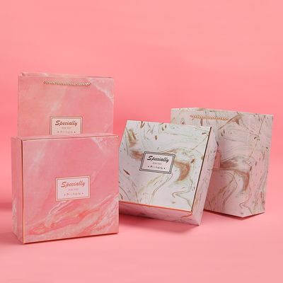 종이 봉지 handmade 엄밀한 상자를 가진 주문 로고 대리석 인쇄 생일 선물 상자