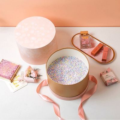 Dia 20cm 높이 19cm 원통 모양 종이상자 금박 뜨거운 각인