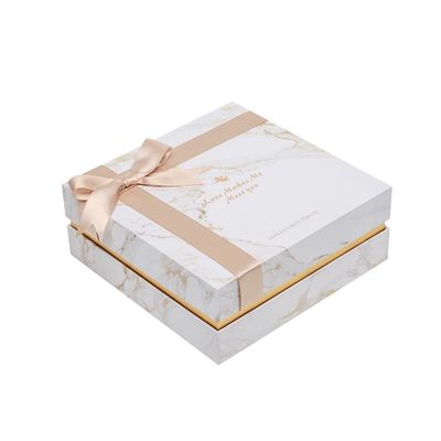 21*21*9cm 대리석 짜임새 엄밀한 서류상 선물 상자는, 결혼식 호의를 위한 뚜껑 상자를 들어 올립니다