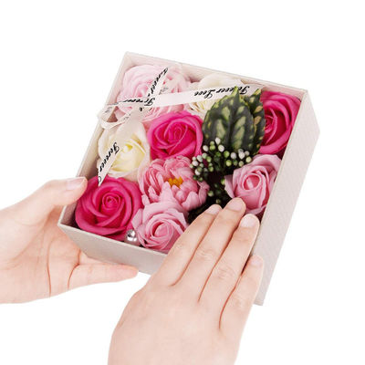 교사를 위한 인공적인 장미 비누 꽃 꽃다발 상자 14.5cm*14.5cm*7.5cm