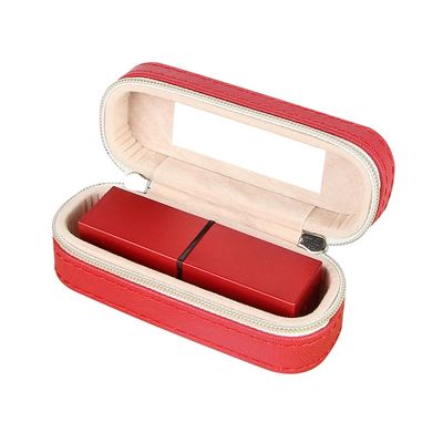 두 배 지퍼 마감을 가진 소형 PU 가죽 여행 립스틱 상자 10*4*3.5cm