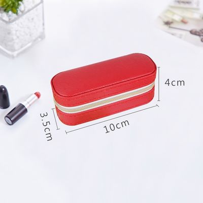두 배 지퍼 마감을 가진 소형 PU 가죽 여행 립스틱 상자 10*4*3.5cm
