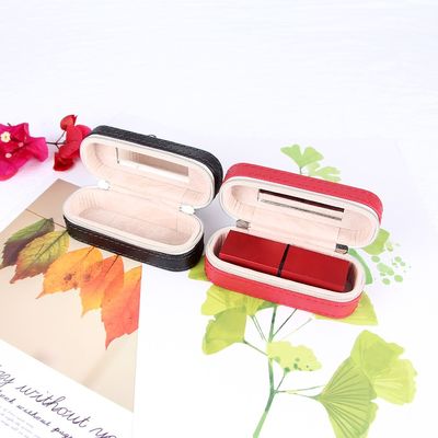 두 배 지퍼 마감을 가진 소형 PU 가죽 여행 립스틱 상자 10*4*3.5cm